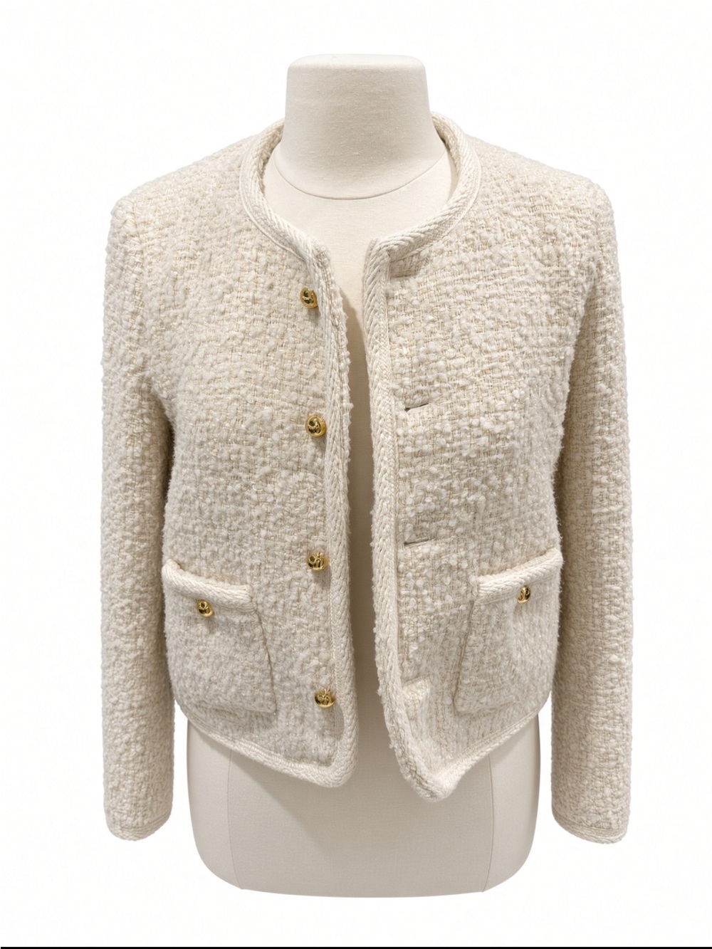 Celine Paris Icône Jacket in Cream Cashmere & Wool, Sz 8, FR40, Very Good Cond.